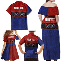 Personalised Samoan DNA-Proud of Samoa Family Matching Off Shoulder Maxi Dress and Hawaiian Shirt Polynesian Patterns - Wonder Print Shop