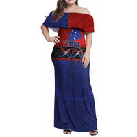 Personalised Samoan DNA-Proud of Samoa Family Matching Off Shoulder Maxi Dress and Hawaiian Shirt Polynesian Patterns - Wonder Print Shop