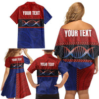 Personalised Samoan DNA-Proud of Samoa Family Matching Off Shoulder Short Dress and Hawaiian Shirt Polynesian Patterns - Wonder Print Shop