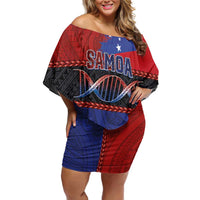 Personalised Samoan DNA-Proud of Samoa Family Matching Off Shoulder Short Dress and Hawaiian Shirt Polynesian Patterns - Wonder Print Shop