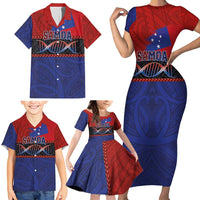 Personalised Samoan DNA-Proud of Samoa Family Matching Short Sleeve Bodycon Dress and Hawaiian Shirt Polynesian Patterns - Wonder Print Shop