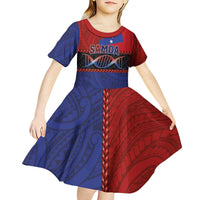 Personalised Samoan DNA-Proud of Samoa Kid Short Sleeve Dress Polynesian Patterns - Wonder Print Shop