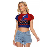 Personalised Samoan DNA-Proud of Samoa Raglan Cropped T Shirt Polynesian Patterns - Wonder Print Shop