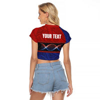 Personalised Samoan DNA-Proud of Samoa Raglan Cropped T Shirt Polynesian Patterns - Wonder Print Shop