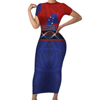 Personalised Samoan DNA-Proud of Samoa Short Sleeve Bodycon Dress Polynesian Patterns - Wonder Print Shop