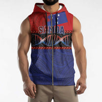 Personalised Samoan DNA-Proud of Samoa Sleeveless Zip Hoodie Polynesian Patterns - Wonder Print Shop