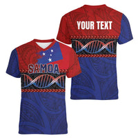 Personalised Samoan DNA-Proud of Samoa Women V-Neck T-Shirt Polynesian Patterns - Wonder Print Shop