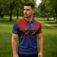 Personalised Samoan DNA-Proud of Samoa Zipper Polo Shirt Polynesian Patterns - Wonder Print Shop