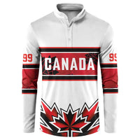 Canada Ice Hockey Custom Button Sweatshirt Maple Leaves Sporty Geometric Style