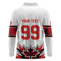 Canada Ice Hockey Custom Long Sleeve Polo Shirt Maple Leaves Sporty Geometric Style