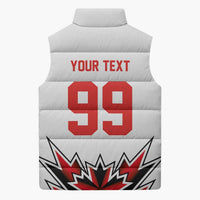 Canada Ice Hockey Custom Sleeveless Puffer Jacket Maple Leaves Sporty Geometric Style