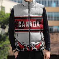 Canada Ice Hockey Custom Sleeveless Puffer Jacket Maple Leaves Sporty Geometric Style