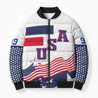 USA Ice Hockey Custom Bomber Puffer Jacket Flag Sporty Style