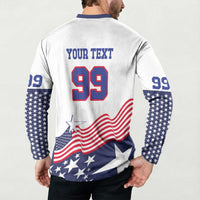 USA Ice Hockey Custom Button Sweatshirt Flag Sporty Style