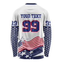 USA Ice Hockey Custom Long Sleeve Shirt Flag Sporty Style