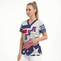 USA Ice Hockey Custom Scrub Top Flag Sporty Style