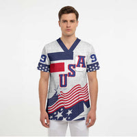 USA Ice Hockey Custom Scrub Top Flag Sporty Style
