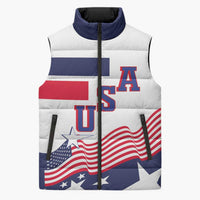 USA Ice Hockey Custom Sleeveless Puffer Jacket Flag Sporty Style