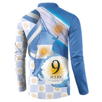 Argentina Independence Day Button Sweatshirt - Día de la Independencia Brush and Grunge Style
