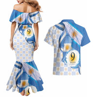 Argentina Independence Day Couples Matching Mermaid Dress and Hawaiian Shirt - Día de la Independencia Brush and Grunge Style