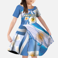 Argentina Independence Day Family Matching Long Sleeve Bodycon Dress and Hawaiian Shirt - Día de la Independencia Brush and Grunge Style