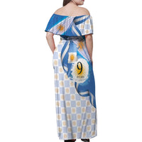 Argentina Independence Day Family Matching Off Shoulder Maxi Dress and Hawaiian Shirt - Día de la Independencia Brush and Grunge Style