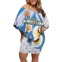 Argentina Independence Day Family Matching Off Shoulder Short Dress and Hawaiian Shirt - Día de la Independencia Brush and Grunge Style