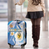 Argentina Independence Day Luggage Cover - Día de la Independencia Brush and Grunge Style