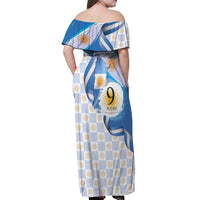 Argentina Independence Day Off Shoulder Maxi Dress - Día de la Independencia Brush and Grunge Style