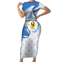 Argentina Independence Day Short Sleeve Bodycon Dress - Día de la Independencia Brush and Grunge Style