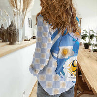 Argentina Independence Day Women Casual Shirt - Día de la Independencia Brush and Grunge Style