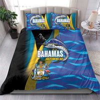 Bahamas Independence Day Bedding Set National Flag Style with Blue Marlin and Emblem