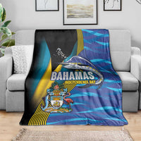 Bahamas Independence Day Blanket National Flag Style with Blue Marlin and Emblem