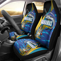 Bahamas Independence Day Car Seat Cover National Flag Style with Blue Marlin and Emblem