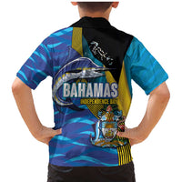 Bahamas Independence Day Family Matching Mermaid Dress and Hawaiian Shirt National Flag Style with Blue Marlin and Emblem