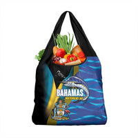 Bahamas Independence Day Grocery Bag National Flag Style with Blue Marlin and Emblem