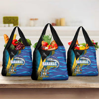 Bahamas Independence Day Grocery Bag National Flag Style with Blue Marlin and Emblem