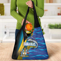 Bahamas Independence Day Grocery Bag National Flag Style with Blue Marlin and Emblem
