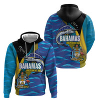 Bahamas Independence Day Hoodie National Flag Style with Blue Marlin and Emblem