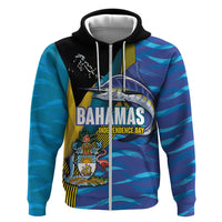 Bahamas Independence Day Hoodie National Flag Style with Blue Marlin and Emblem