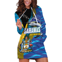 Bahamas Independence Day Hoodie Dress National Flag Style with Blue Marlin and Emblem