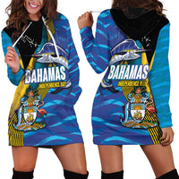 Bahamas Independence Day Hoodie Dress National Flag Style with Blue Marlin and Emblem