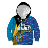 Bahamas Independence Day Kid Hoodie National Flag Style with Blue Marlin and Emblem