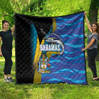 Bahamas Independence Day Quilt National Flag Style with Blue Marlin and Emblem