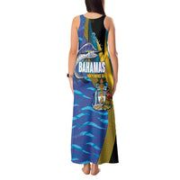 Bahamas Independence Day Tank Maxi Dress National Flag Style with Blue Marlin and Emblem