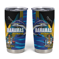 Bahamas Independence Day Tumbler Cup National Flag Style with Blue Marlin and Emblem
