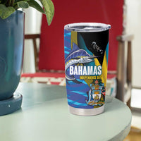 Bahamas Independence Day Tumbler Cup National Flag Style with Blue Marlin and Emblem