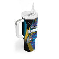 Bahamas Independence Day Tumbler With Handle National Flag Style with Blue Marlin and Emblem