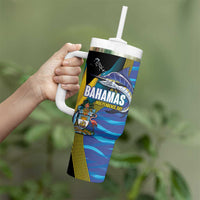 Bahamas Independence Day Tumbler With Handle National Flag Style with Blue Marlin and Emblem