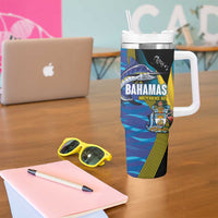 Bahamas Independence Day Tumbler With Handle National Flag Style with Blue Marlin and Emblem